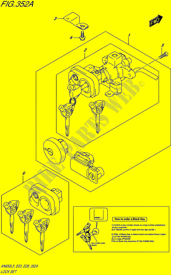 LOCK SET (AN650L5 E03) für Suzuki BURGMAN 650 2015