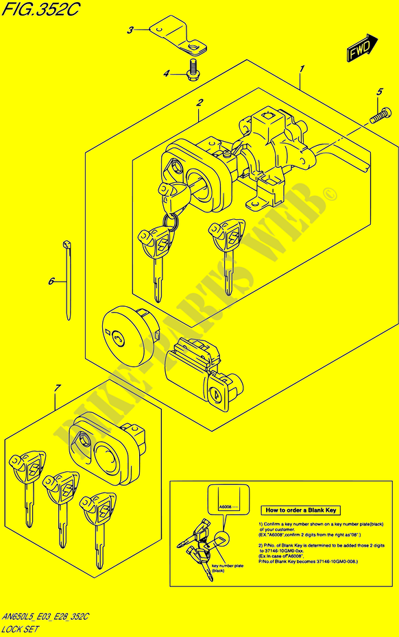 LOCK SET (AN650ZL5 E28) für Suzuki BURGMAN 650 2015