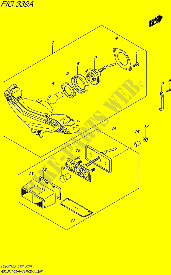 RÜCKLICHT ASSY (WITHOUT REFLECTOR) für Suzuki V-STROM 650 2015