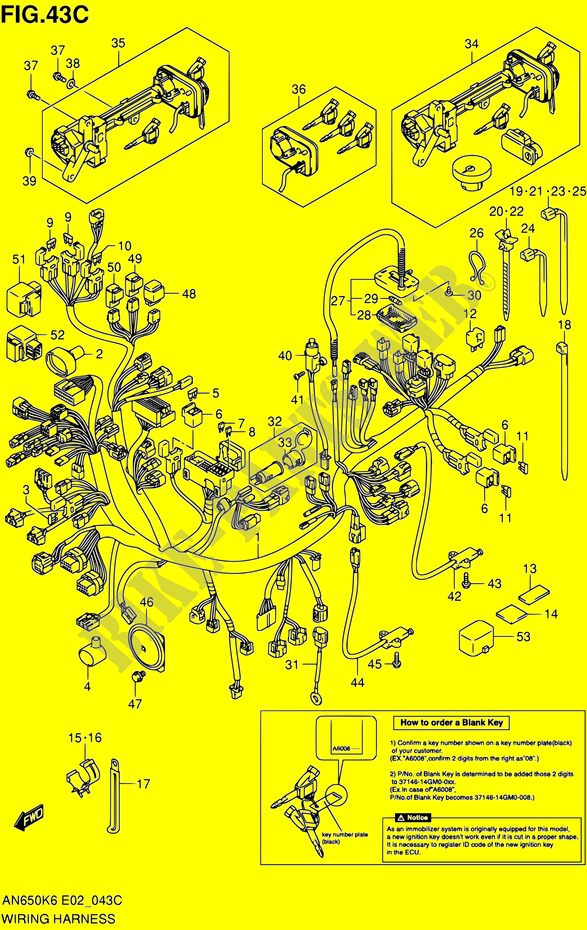 VERDRAHTUNGSHARNESS (AN650AK9/AL0 E51) für Suzuki BURGMAN 650 2010