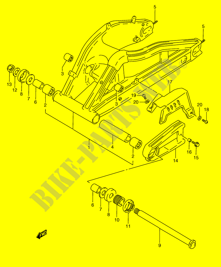 HINTERER SCHWING ARM (MODEL N) für Suzuki RG 250 1996