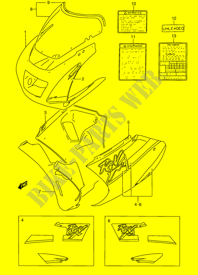 VERKLEIDUNG (MODEL R/T) für Suzuki RG 250 1993