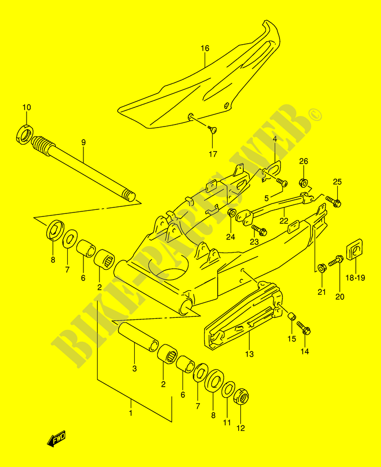 HINTERER SCHWING ARM (MODEL V E18,E22,E24,E39) für Suzuki TL-S 1000 2001