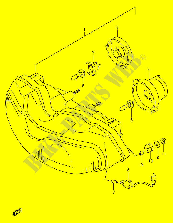 SCHEINWERFER (MODEL W/X/Y/K1 E4,E18,E22,E25,E34) für Suzuki TL-S 1000 2001