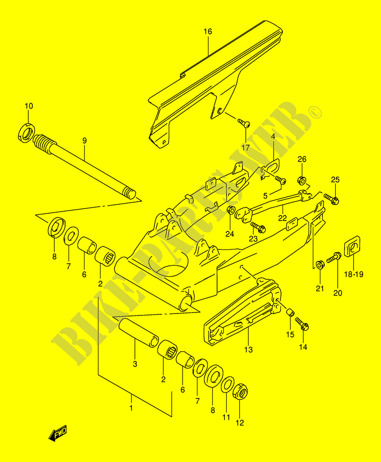 HINTERER SCHWING ARM (E2,E4,E25,E34,P37) für Suzuki TL-S 1000 2001