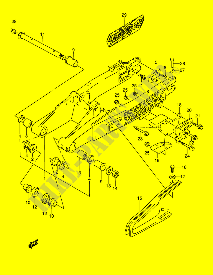HINTERER SCHWING ARM (MODEL S/T) für Suzuki RMX 250 1991
