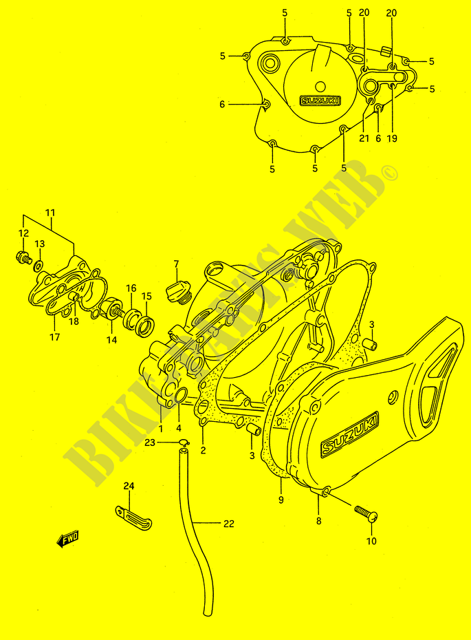 KURBELGEHEUSE ABDECKUNG   WASSER PUMPE (MODEL G/H/J) für Suzuki RM 80 1995