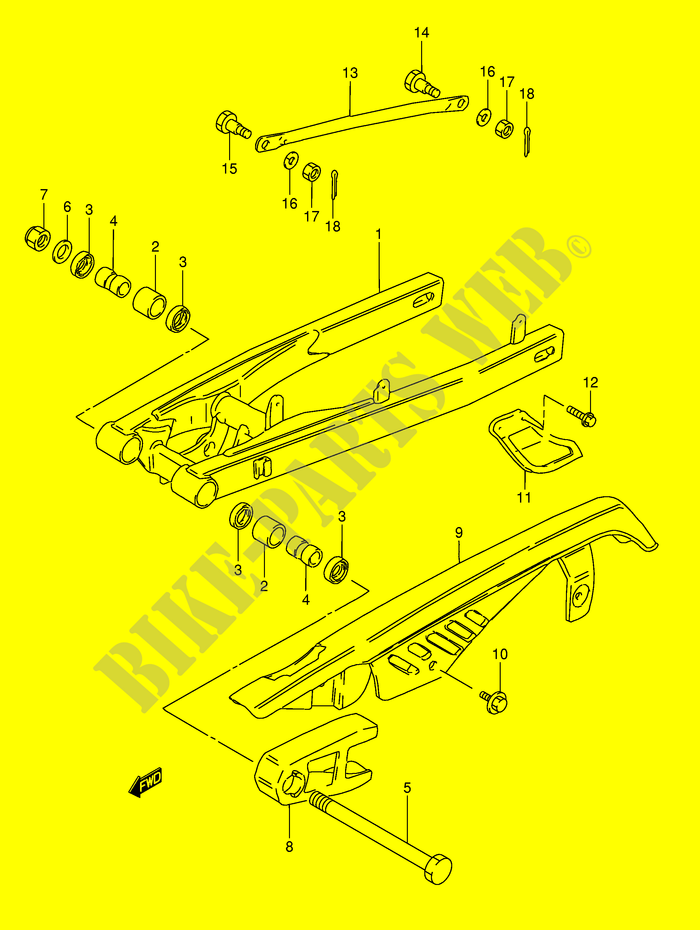 HINTERER SCHWING ARM (MODEL M/R E16,MODEL R E15) für Suzuki TS-X 50 1986