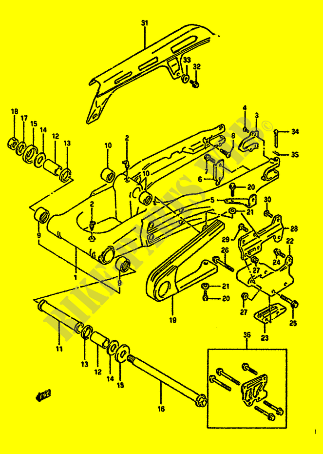 HINTERER SCHWING ARM (MODEL L/M/N/P) für Suzuki DR 350 1993