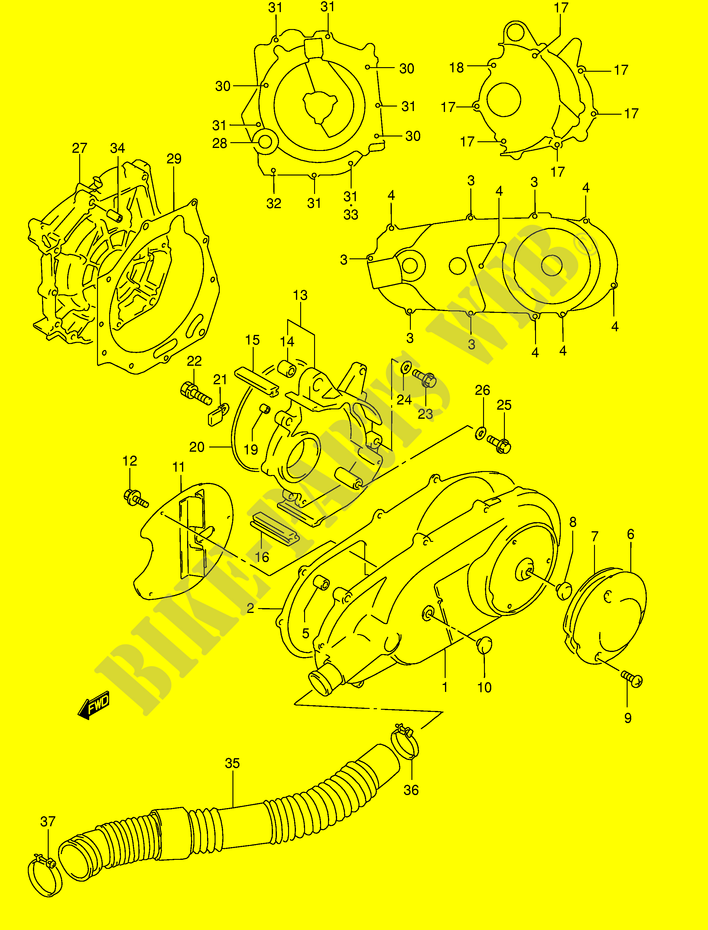 KURBELGEHEUSE ABDECKUNG (MODEL T/V/W/X/Y) für Suzuki BURGMAN 125 1997