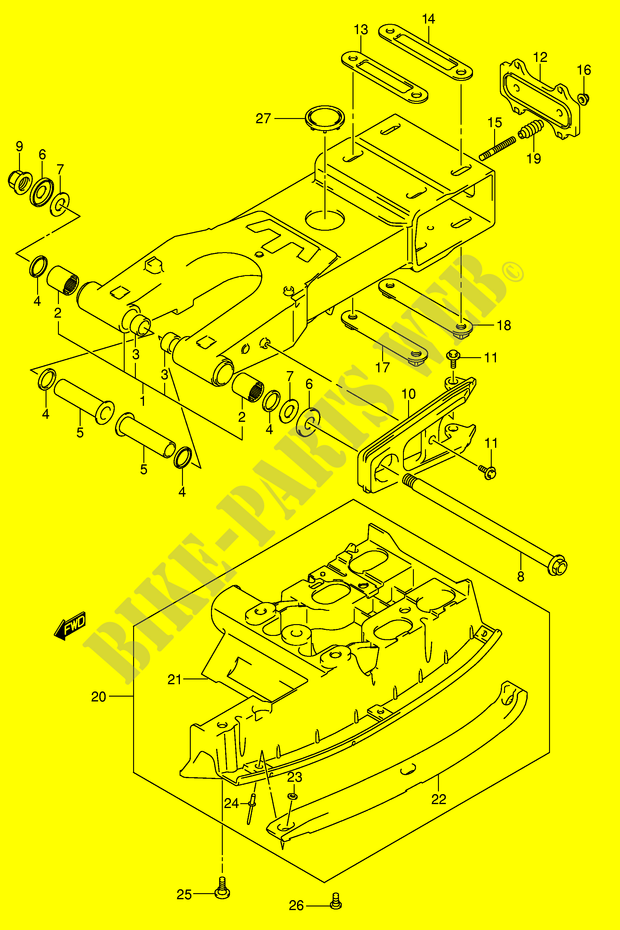 HINTERER SCHWING ARM (MODEL K3 F.NO.32113658~) für Suzuki QUADSPORT 400 2005
