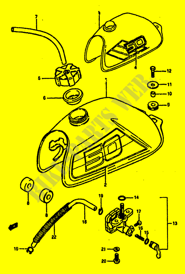 TREIBSTOFF TANK (MODEL F/G) für Suzuki MINIQUAD-SPORT 50 1989