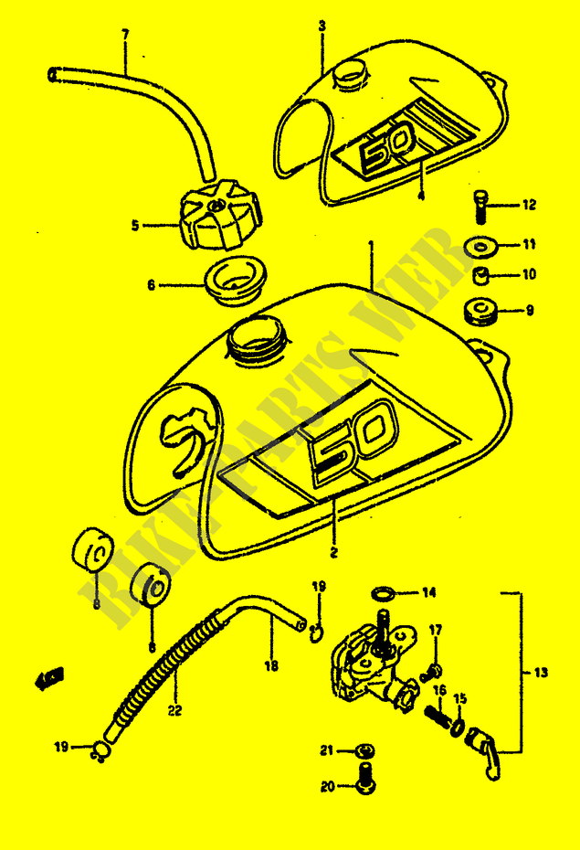 TREIBSTOFF TANK (MODEL H) für Suzuki MINIQUAD-SPORT 50 1986