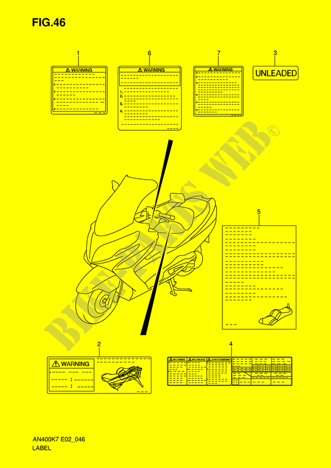 ETIKETTE (MODEL K7/K8/K9) für Suzuki BURGMAN 400 2007