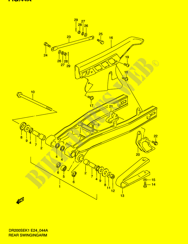 HINTERER SCHWING ARM (MODEL K2/K3/K4/K5 E6,E24) für Suzuki DR 200 2001