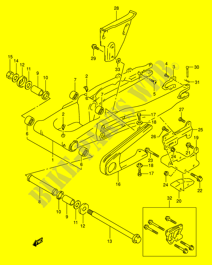 HINTERER SCHWING ARM (MODEL L/M/N/P) für Suzuki DR 350 1995