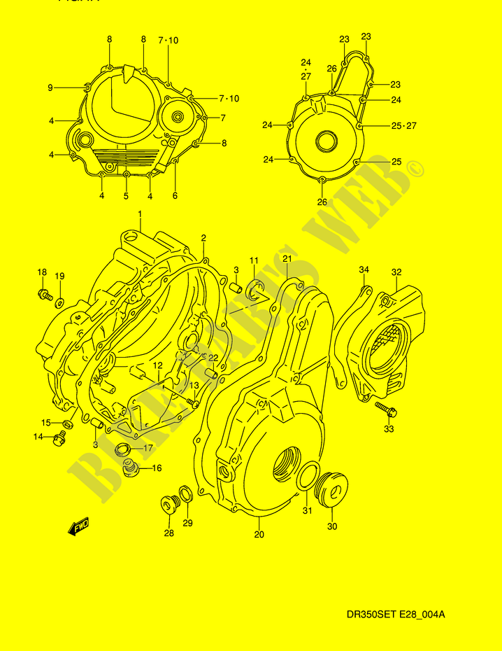 KURBELGEHEUSE ABDECKUNG (MODEL R/S/T) für Suzuki DR 350 1991