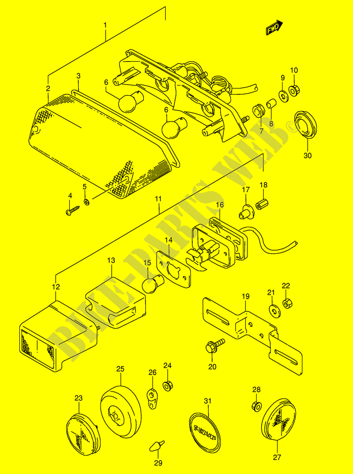 RECKLICHT (MODEL M/N/P/R/S) für Suzuki DR 800 1995