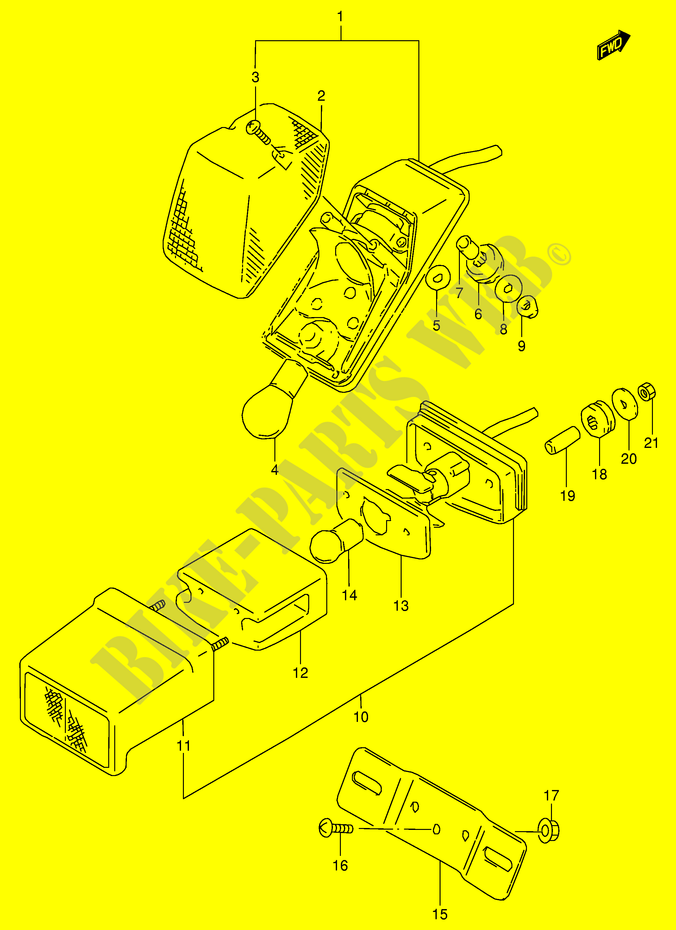 RECKLICHT (MODEL W/X,E24) für Suzuki DR 350 1997