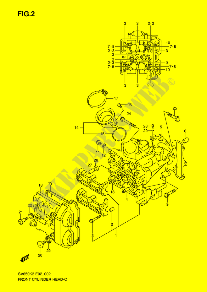 VORDERZYLINDERKOPF (MODEL K3/K4/K5/K6) für Suzuki SV-S 650 2003