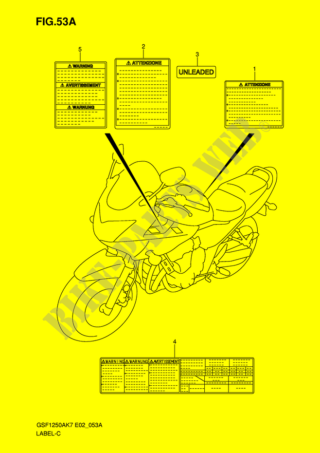ETIKETTE (MODEL K8) für Suzuki BANDIT-N 1250 2009