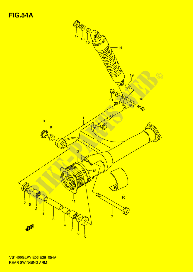HINTERER SCHWING ARM (MODEL K1/K2/K3) für Suzuki INTRUDER 1400 2002