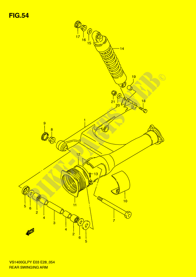 HINTERER SCHWING ARM (MODEL T/V/W/X/Y) für Suzuki INTRUDER 1400 2003