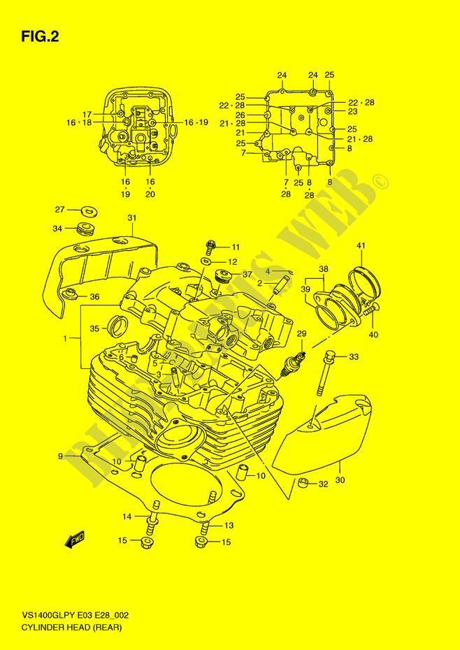 ZYLINDER KOPF (REAR) für Suzuki INTRUDER 1400 1996