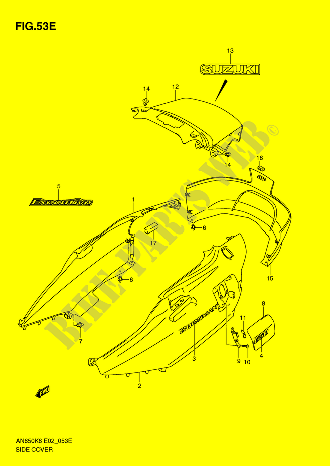 HINTERE VERKLEIDUNG (AN650AK9) für Suzuki BURGMAN 650 2006