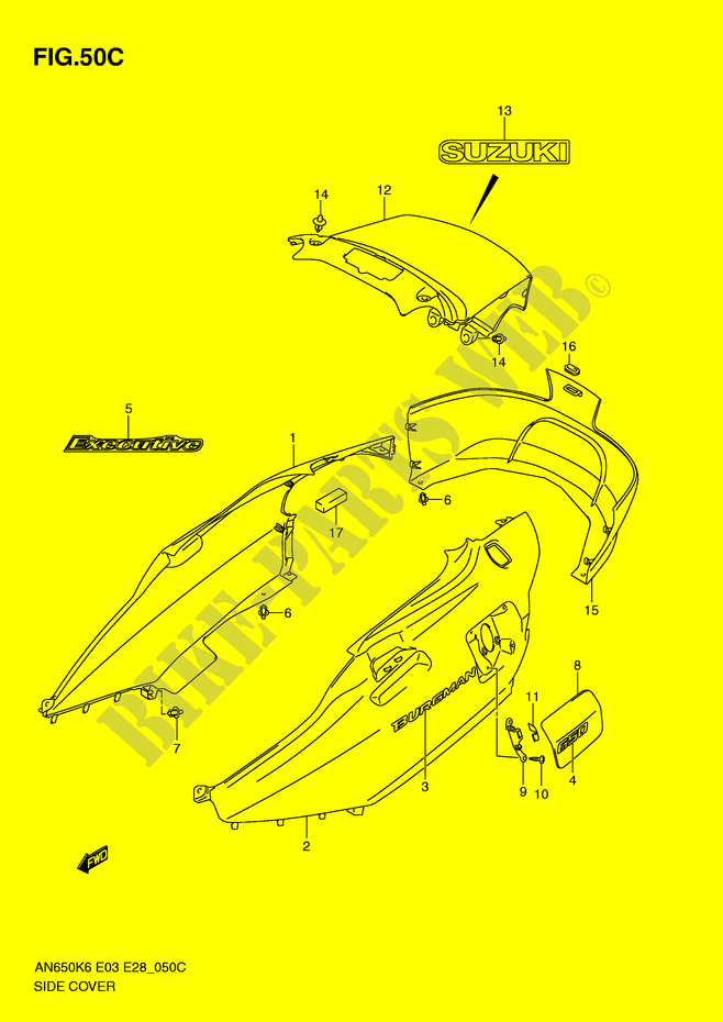 HINTERE VERKLEIDUNG (AN650AL0) für Suzuki BURGMAN 650 2006