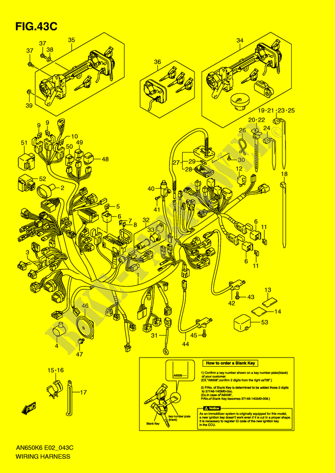 VERDRAHTUNGSHARNESS (AN650AK9/AL0 E51) für Suzuki BURGMAN 650 2007
