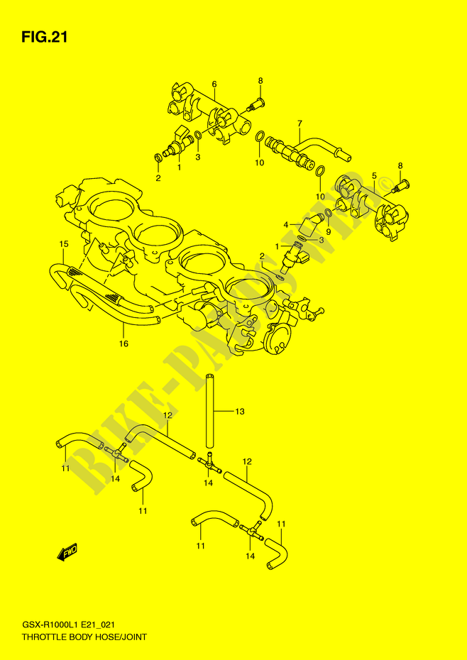 DROSSELKÖRPER SCHLAUCH / GELENK (GSX R1000UFL1 E21) für Suzuki GSX-R 1000 2012
