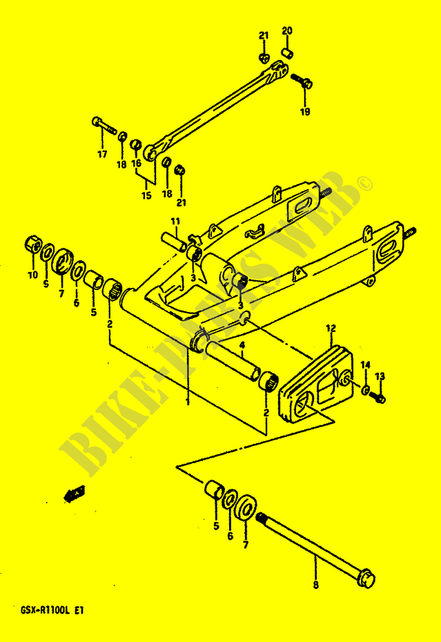 HINTERER SCHWING ARM (MODEL K) für Suzuki GSX-R 1100 1989