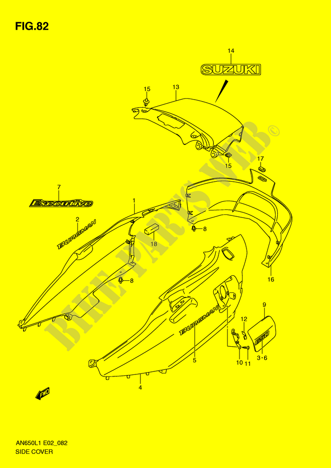 HINTERE VERKLEIDUNG (AN650AL1 E19) für Suzuki BURGMAN 650 2011