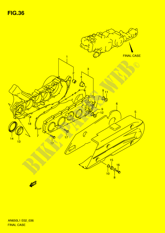 LINKER ENDZAHNRAD FALL (AN650AL1 E51) für Suzuki BURGMAN 650 2011