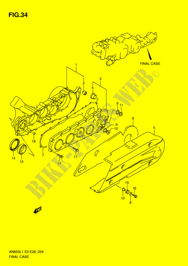 LINKER ENDZAHNRAD FALL (AN650L1 E3) für Suzuki BURGMAN 650 2011