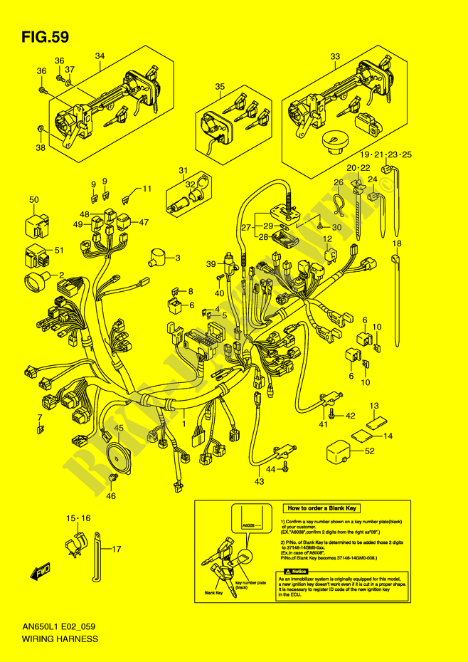 VERDRAHTUNGSHARNESS (AN650AL1 E24) für Suzuki BURGMAN 650 2011