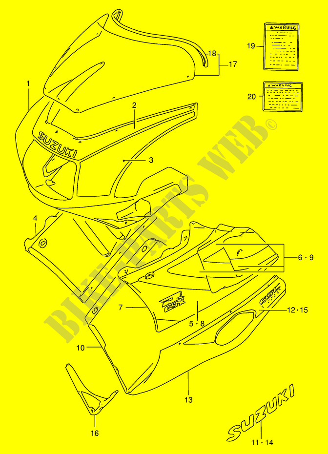 VERKLEIDUNG (MODEL M 3SL/8RY) für Suzuki GSX-R 400 1992