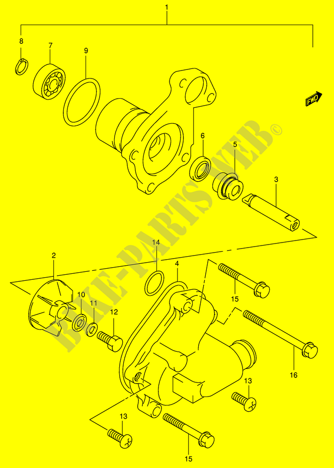 WASSER PUMPE (MODEL X/Y,MODEL Y P37/K2 P37) für Suzuki BURGMAN 400 2000