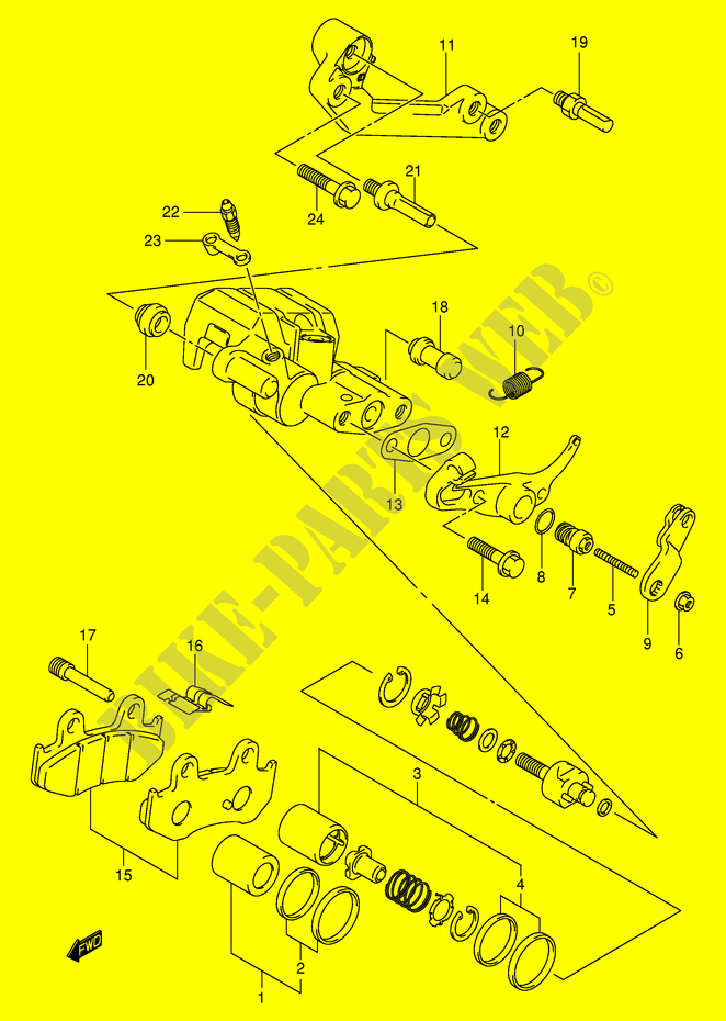 HINTERE BREMSZANGE (MODEL K1/K2) für Suzuki BURGMAN 250 2000
