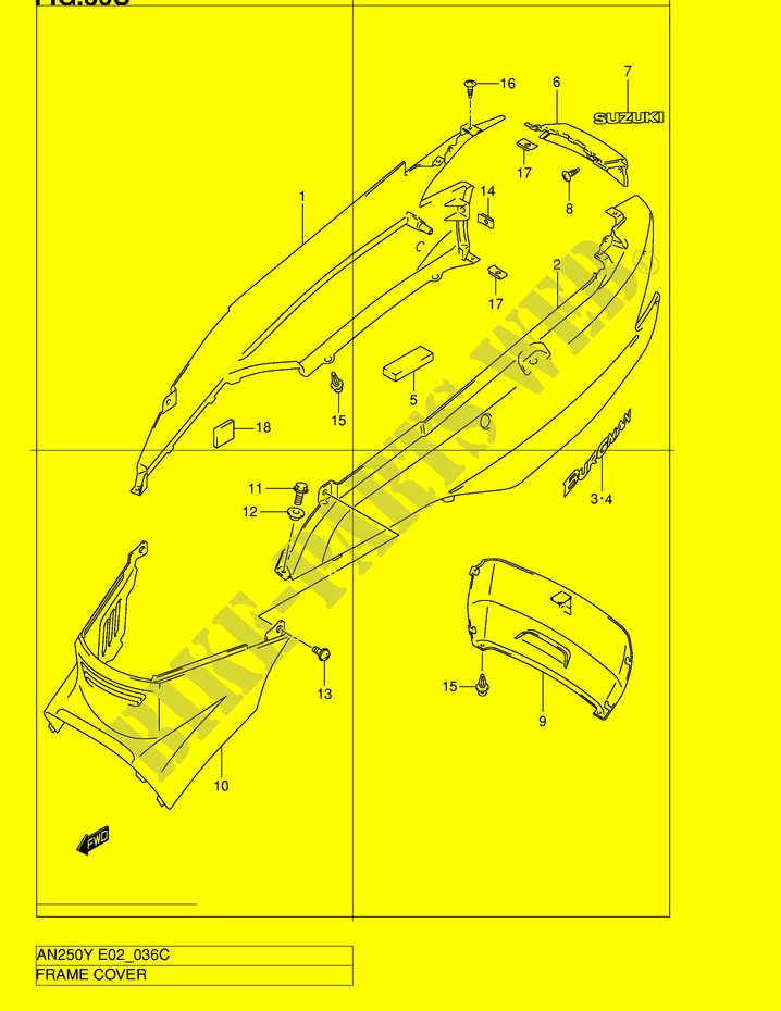 RAHMEN VERKLEIDUNG (MODEL K2) für Suzuki BURGMAN 250 1998