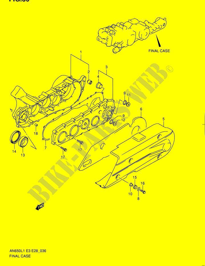LINKER ENDZAHNRAD FALL (AN650AL1 E28) für Suzuki BURGMAN 650 2011