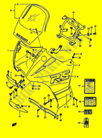 MOTORHAUBE ETIKETT (MODELE J 0JW,28V) für Suzuki DR 650 1990