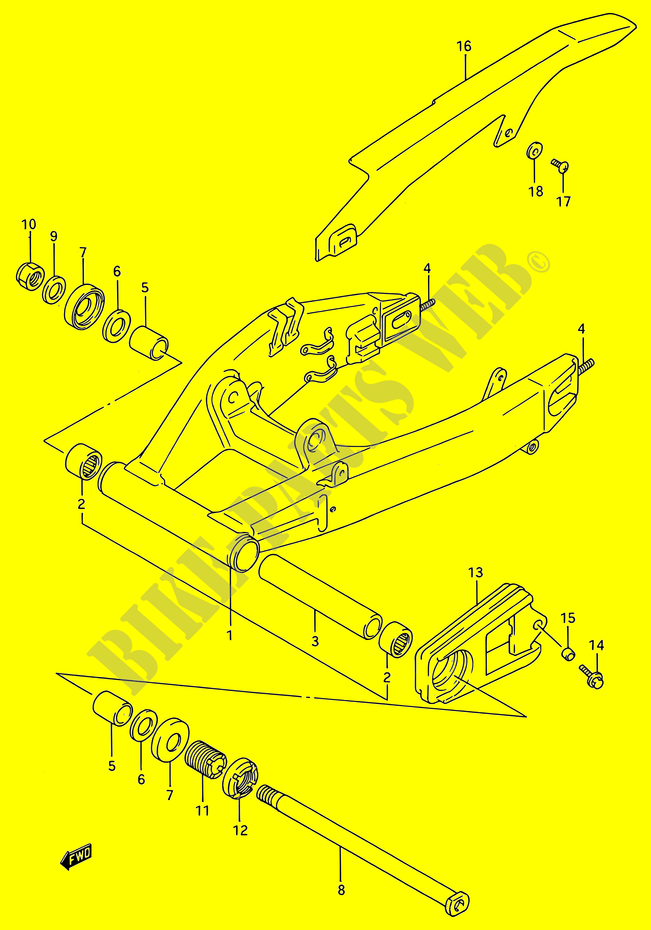 HINTERER SCHWINGARM (MODELE N/P) für Suzuki GSX-R 750 1993