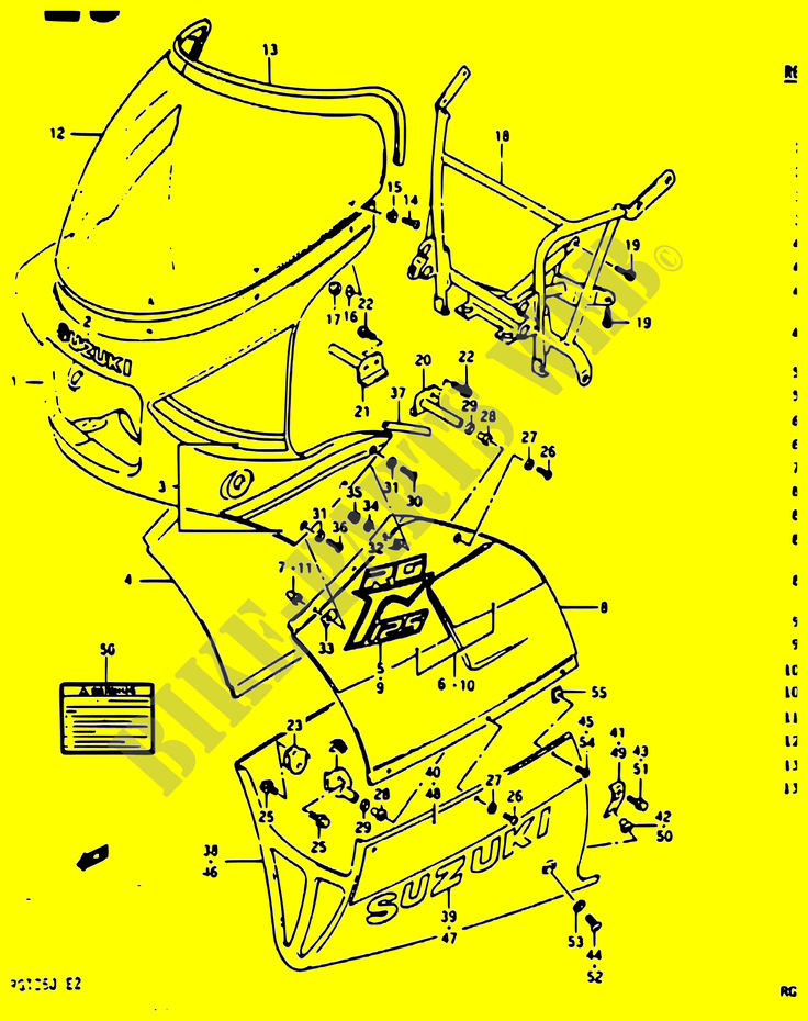 VERKLEIDUNG (MODELE J 2WB, 3HZ) für Suzuki RG 125 1988