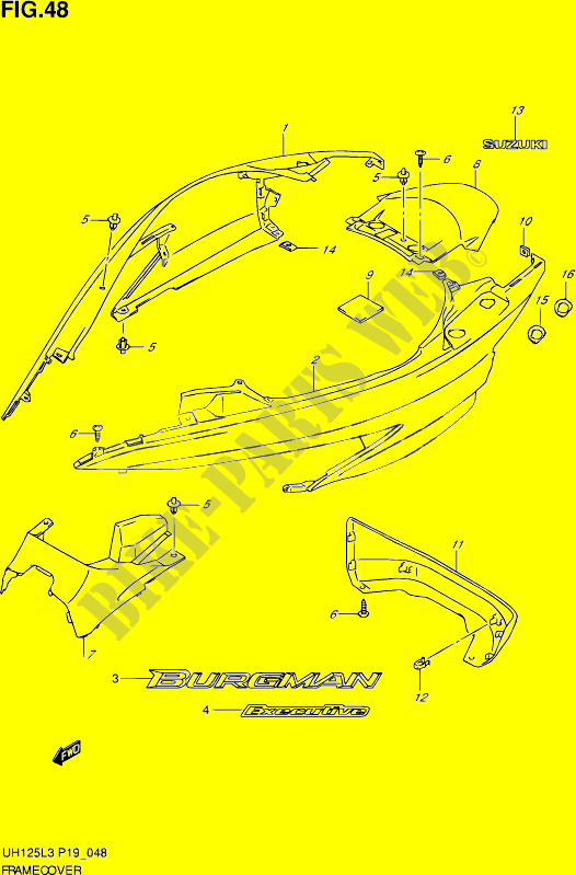 RAHMEN VERKLEIDUNG (UH125ZEL3 P19 ) für Suzuki BURGMAN 125 2012