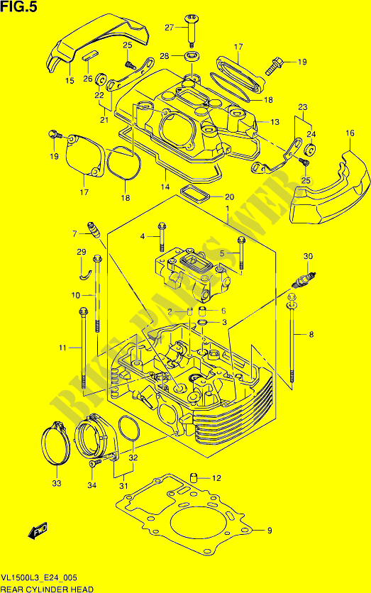 HINTERER ZYLINDERKOPF (VL1500BL3 E24) für Suzuki INTRUDER 1500 2013