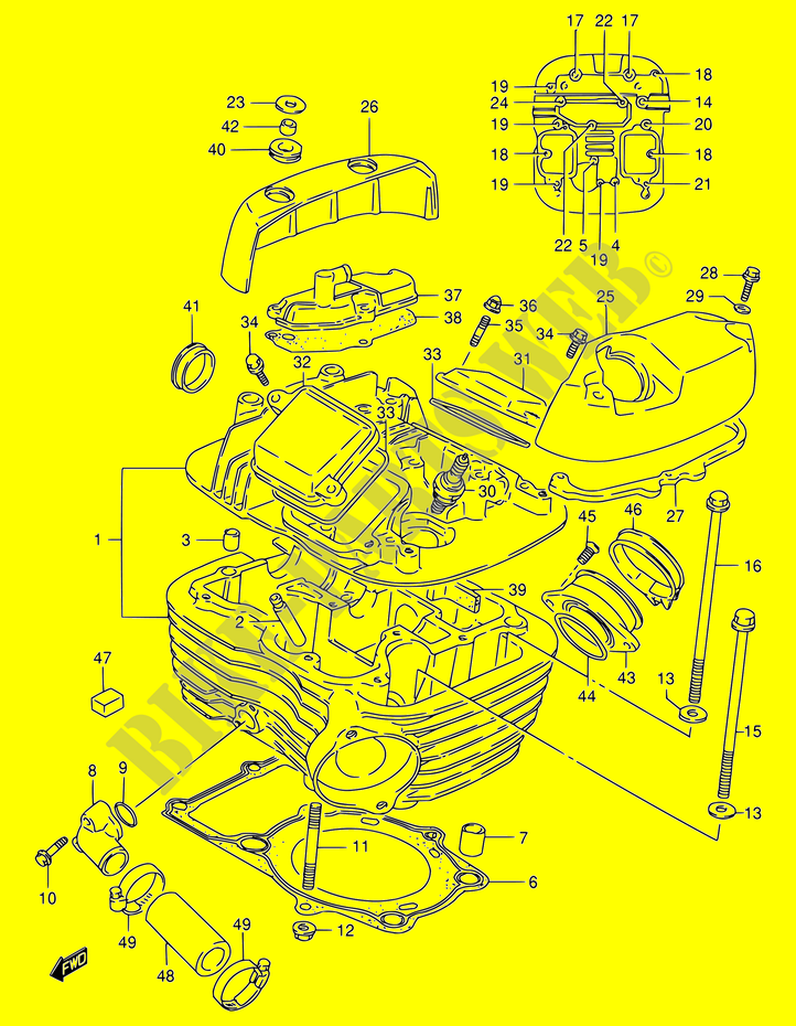ZYLINDER KOPF  (REAR) für Suzuki INTRUDER 800 1996